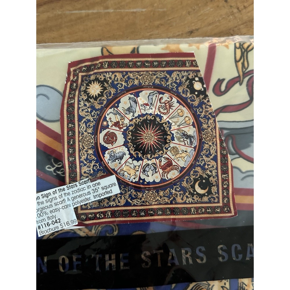 Vintage Avon 'Sign of the Stars' Astrology Zodiac 35" Scarf Made in Italy 1970s